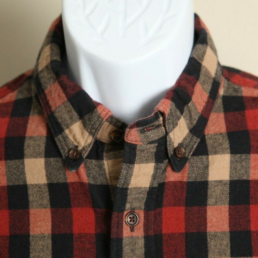 J.CREW Men's tan, black & orange heavier shirt M
